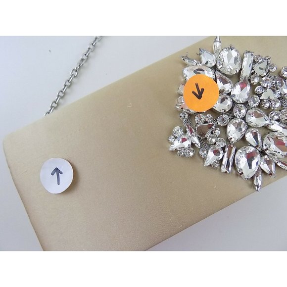 INC NICHKOLE Gold RHINESTONES BROOCH Clutch Handbag - Picture 5 of 7